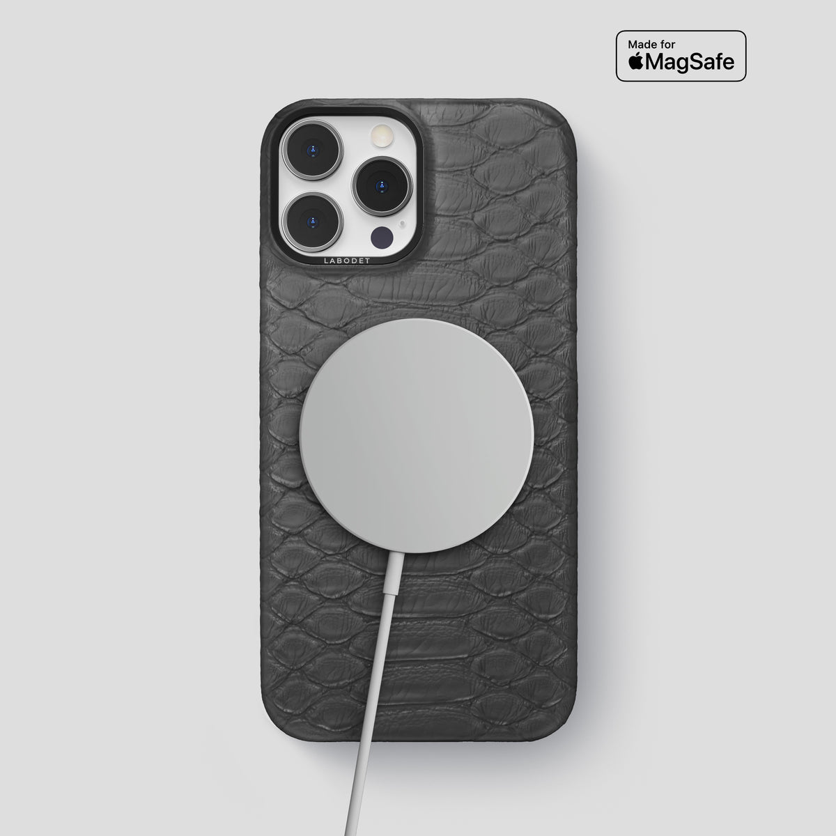 Grey iPhone 14 Pro Max Classic Case Python with Black Metal -5 | Grey-Black