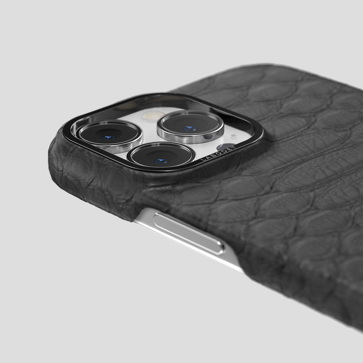 Grey iPhone 14 Pro Max Classic Case Python with Black Metal -6 | Grey-Black