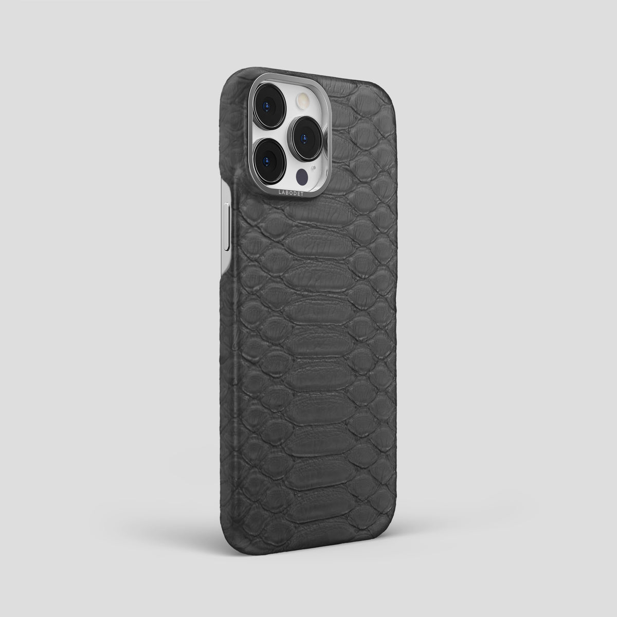 Grey iPhone 14 Pro Max Classic Case Python with Steel Metal -2 | Grey-Steel