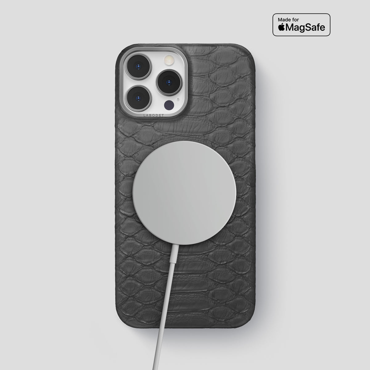 Grey iPhone 14 Pro Max Classic Case Python with Steel Metal -5 | Grey-Steel
