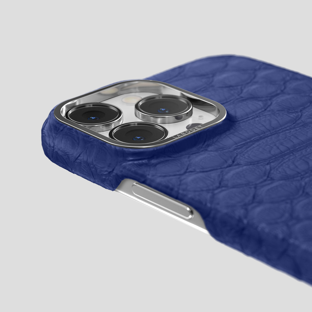 Royal Blue iPhone 14 Pro Max Classic Case Python with Steel Metal -6 | Royal-Blue-Steel