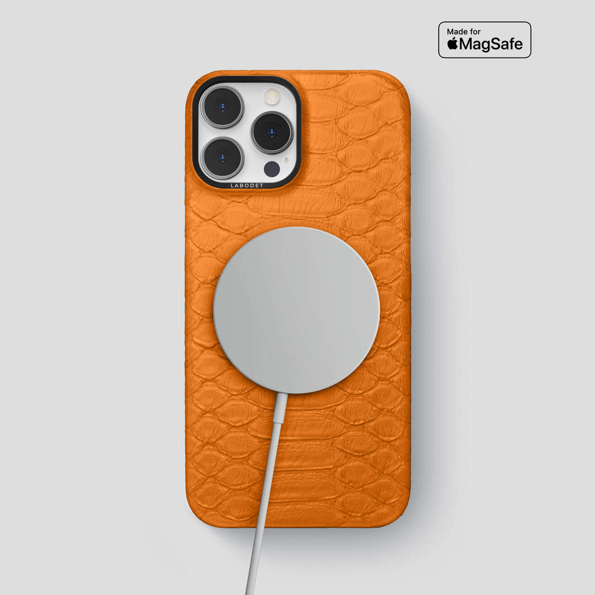 Orange iPhone 14 Pro Max Classic Case Python with Black Metal -5 | Orange-Black