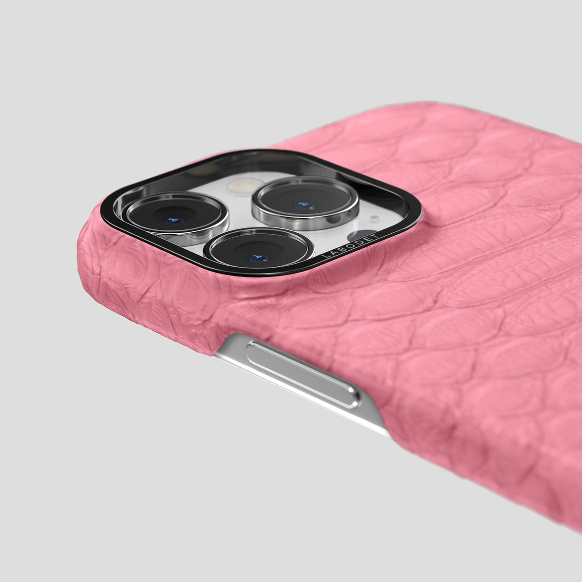 Pink iPhone 14 Pro Max Classic Case Python with Black Metal -6 | Pink-Black
