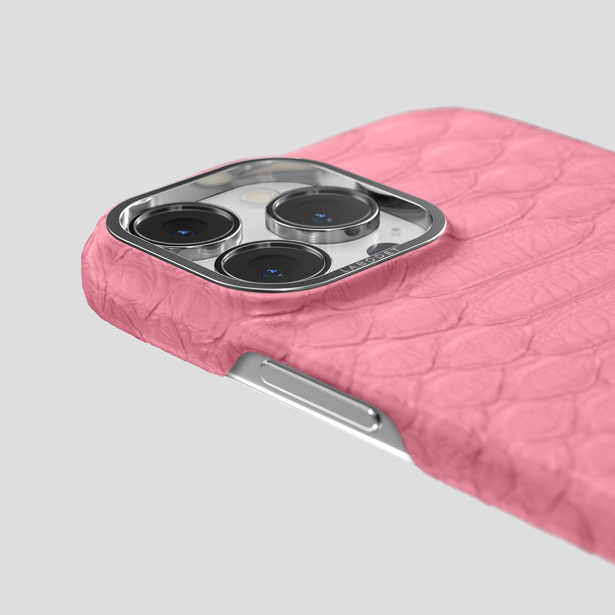 Pink iPhone 14 Pro Max Classic Case Python with Steel Metal -6 | Pink-Steel