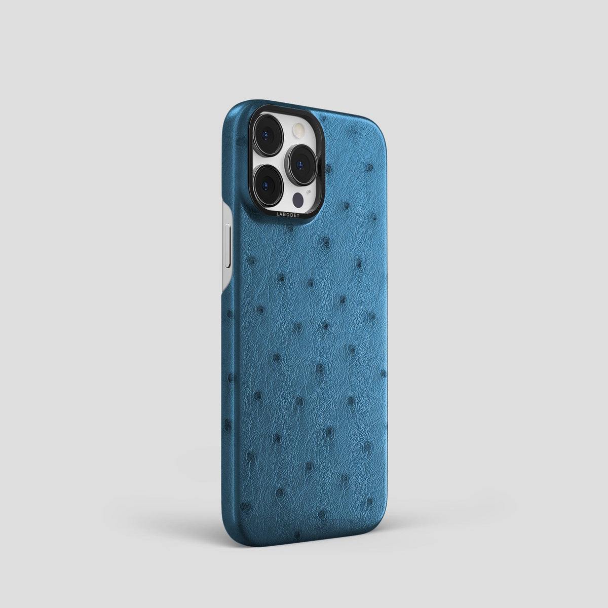 Blue-Jeans iPhone 13 Pro Classic Case Ostrich with Black Metal -2 | Blue-Jeans-Black