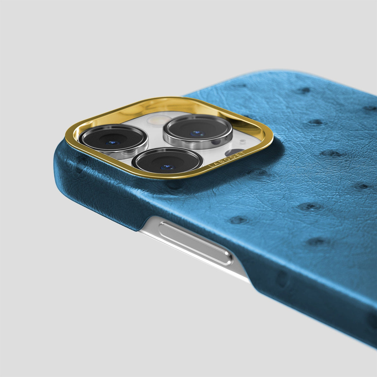 Blue-Jeans iPhone 14 Pro Classic Case Ostrich with Gold Metal -6 | Blue-Jeans-Gold