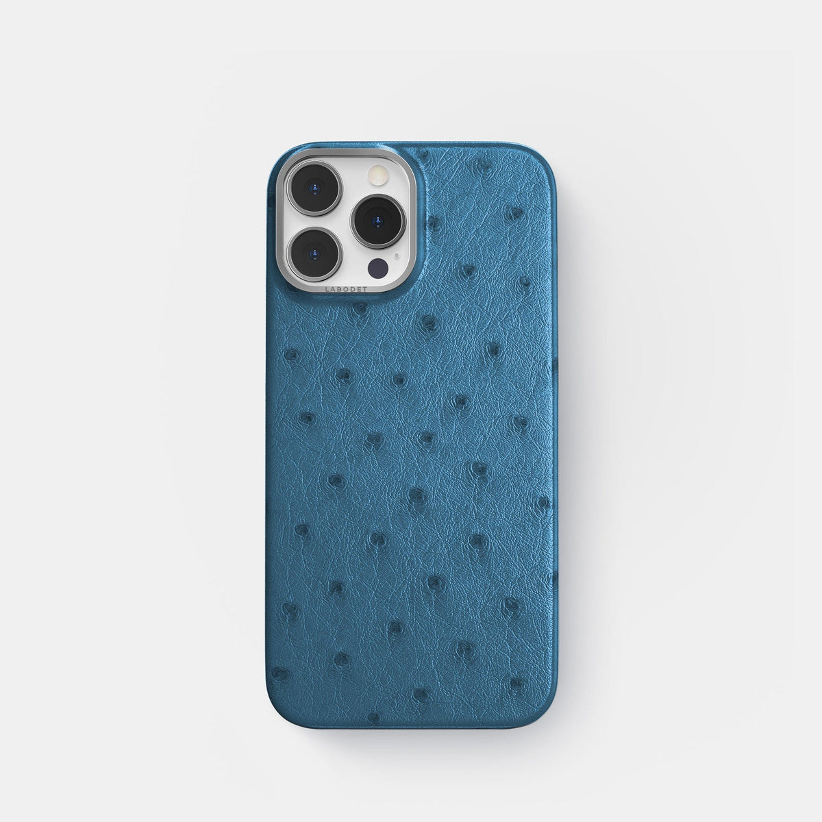 Blue-Jeans iPhone 14 Pro Classic Case Ostrich with Steel Metal -1 | Blue-Jeans-Steel