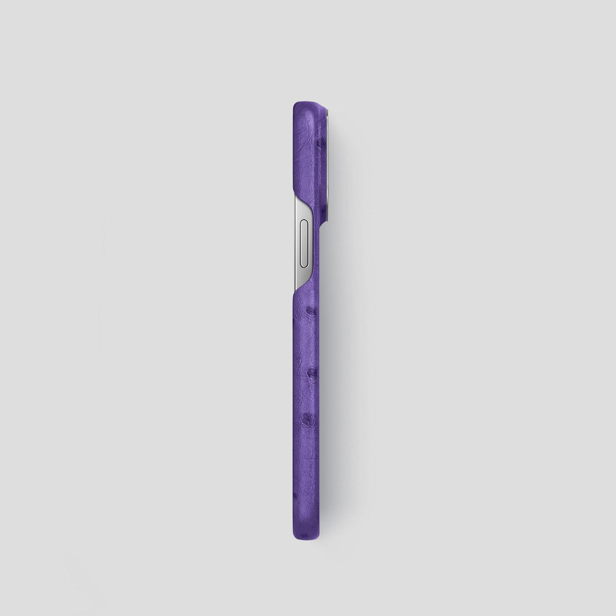 Purple iPhone 14 Pro Classic Case Ostrich with Steel Metal -3 | Purple-Steel