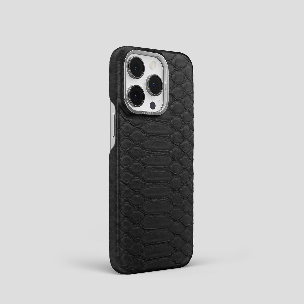 Black iPhone 14 Pro Classic Case Python with Steel Metal -2 | Black-Steel