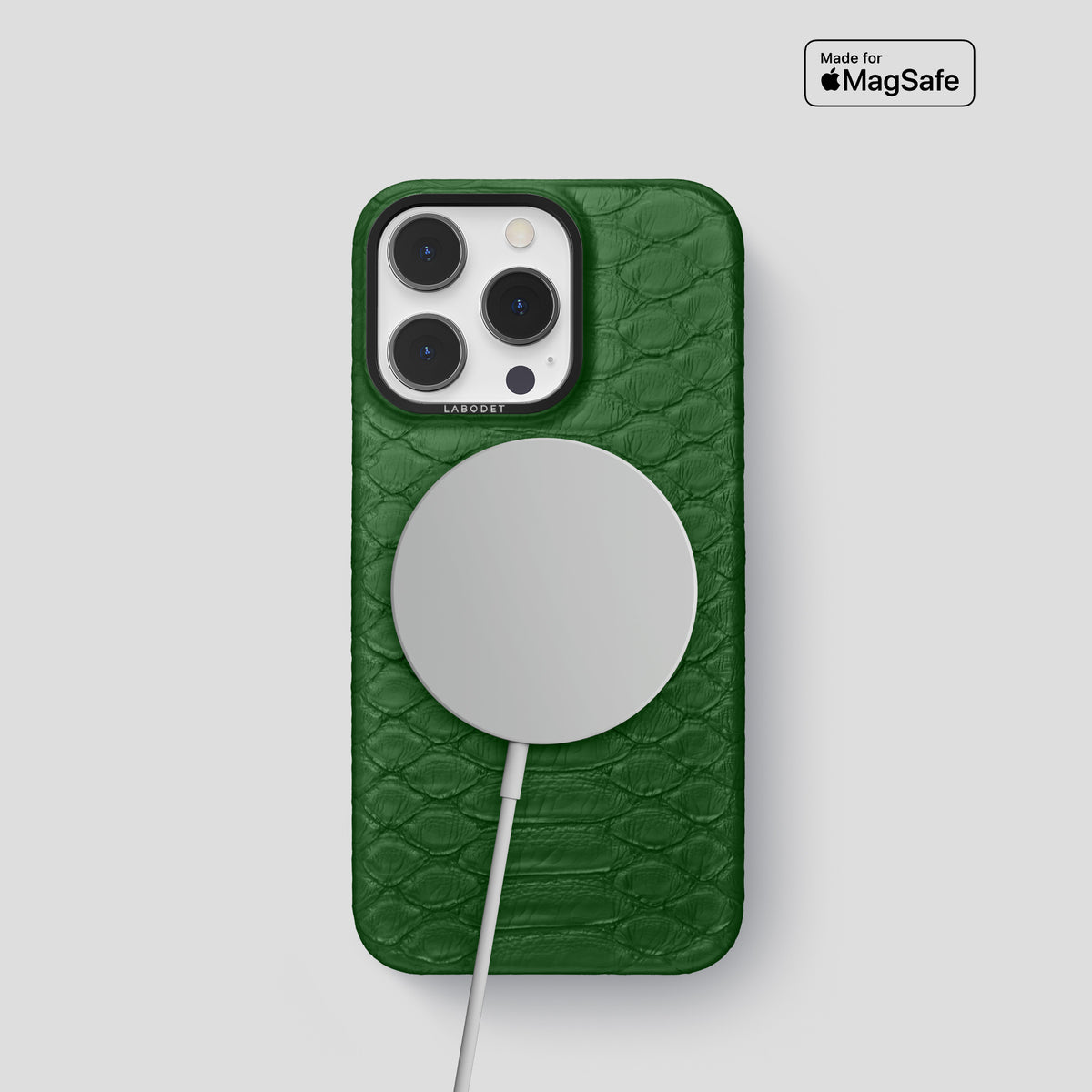 Green iPhone 14 Pro Classic Case Python with Black Metal -5 | Green-Black