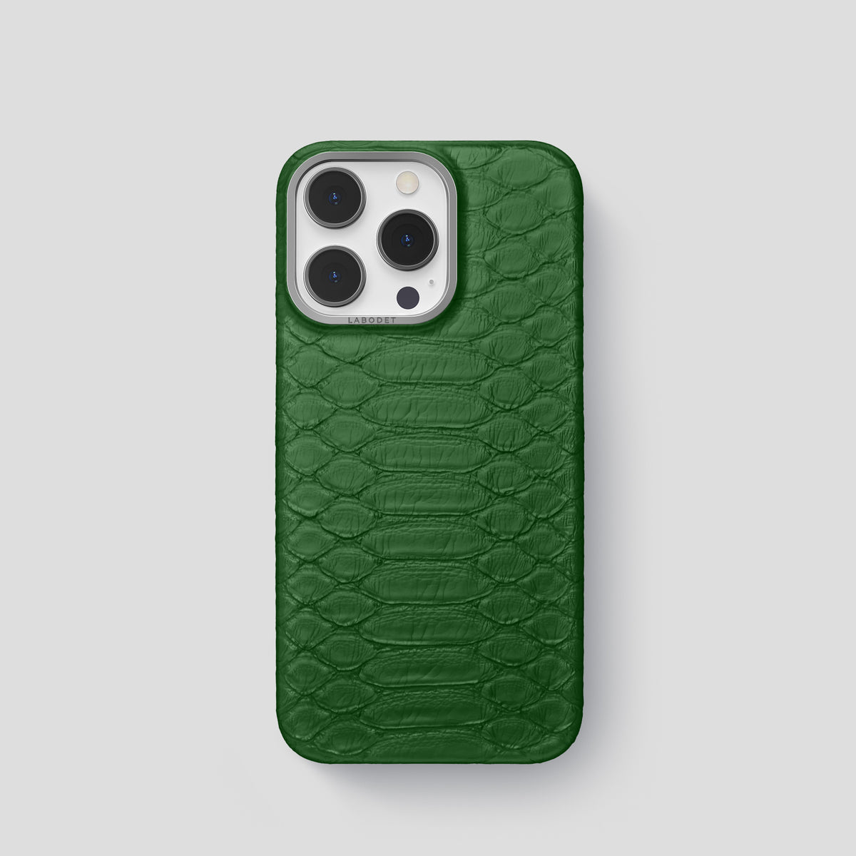 Green iPhone 14 Pro Classic Case Python with Steel Metal -1 | Green-Steel