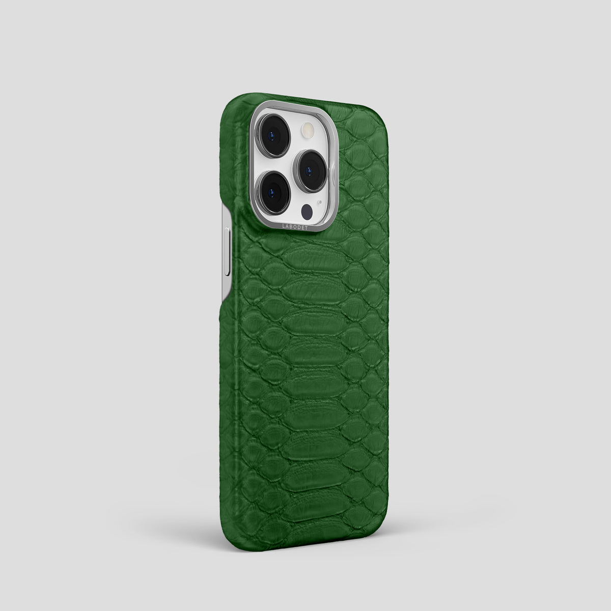 Green iPhone 14 Pro Classic Case Python with Steel Metal -2 | Green-Steel