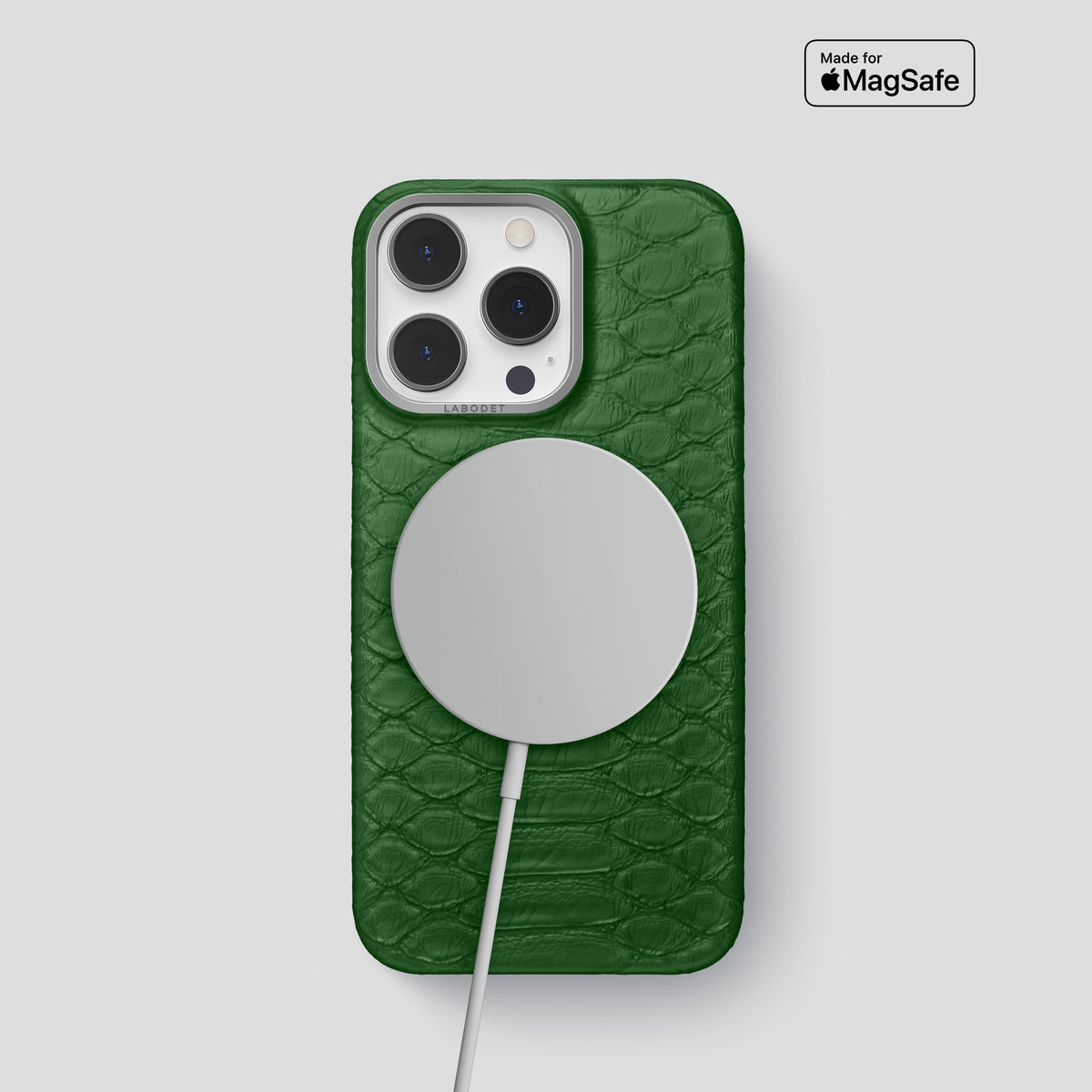 Green iPhone 14 Pro Classic Case Python with Steel Metal -5 | Green-Steel