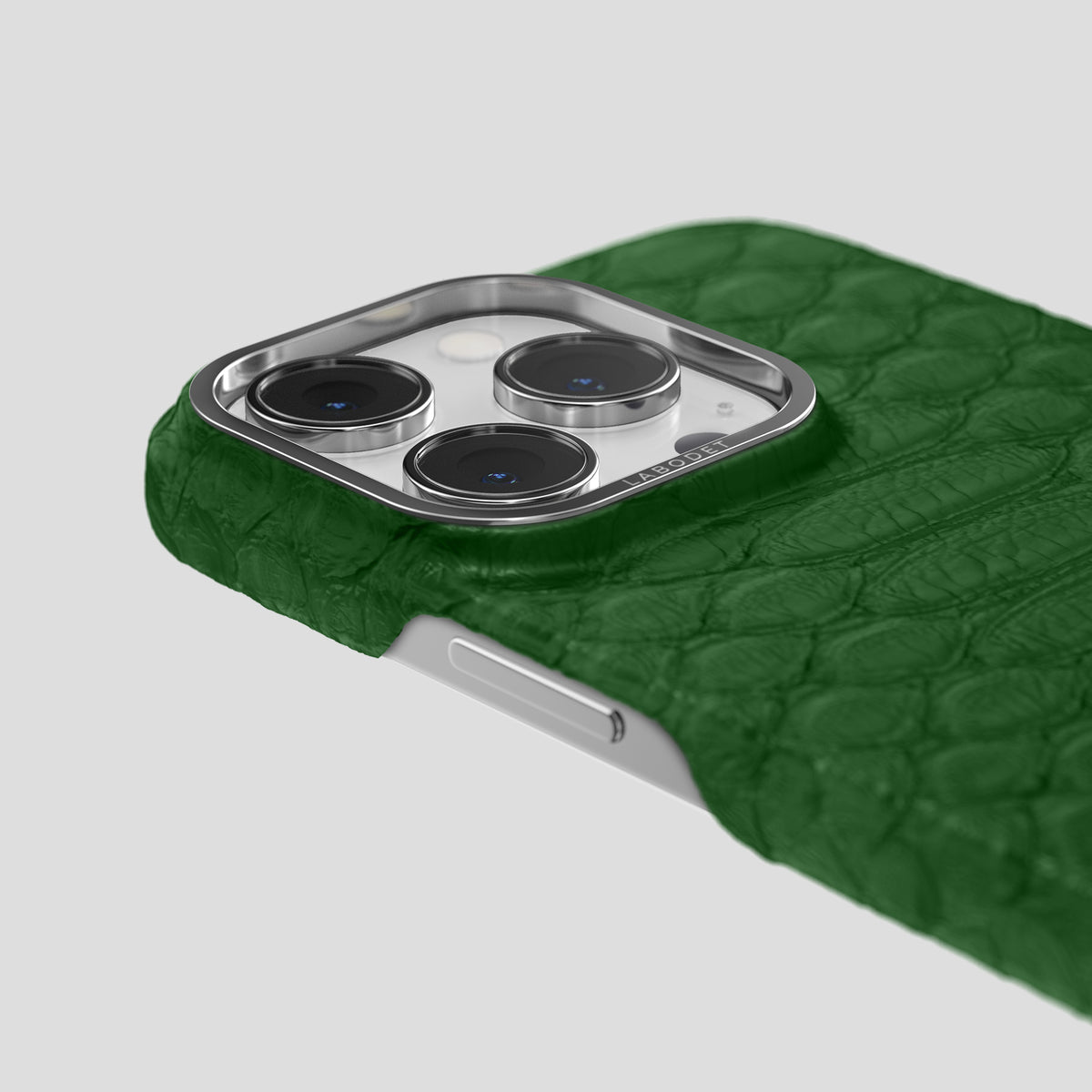 Green iPhone 14 Pro Classic Case Python with Steel Metal -6 | Green-Steel