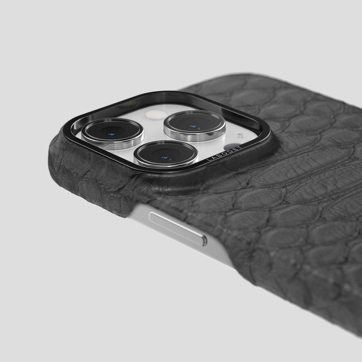 Grey iPhone 14 Pro Classic Case Python with Black Metal -6 | Grey-Black