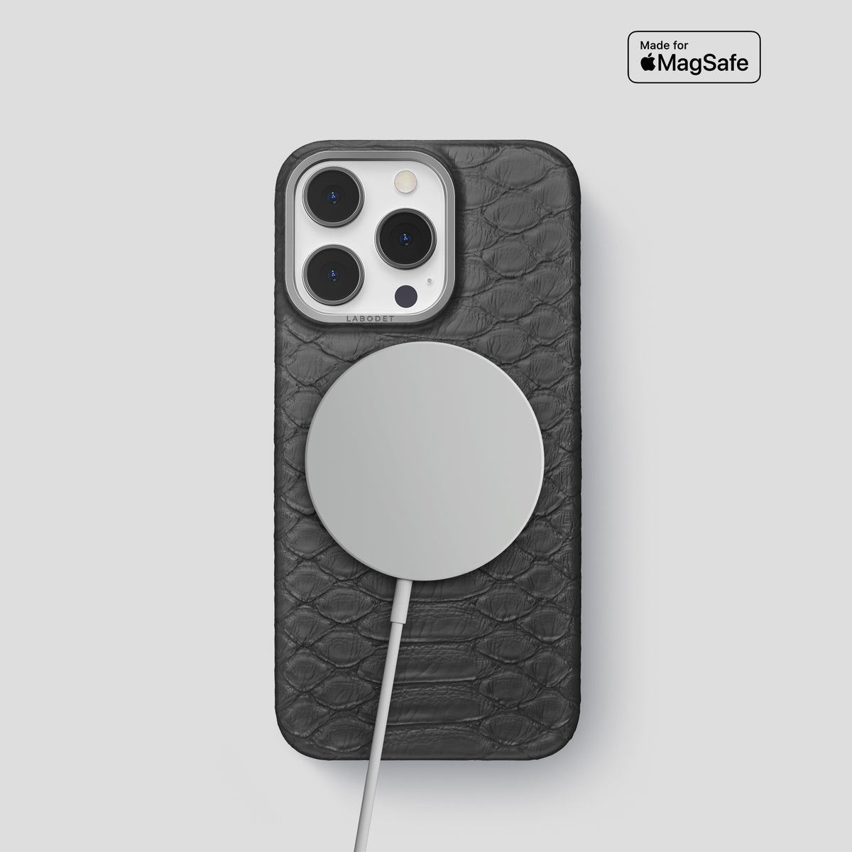 Grey iPhone 14 Pro Classic Case Python with Steel Metal -5 | Grey-Steel