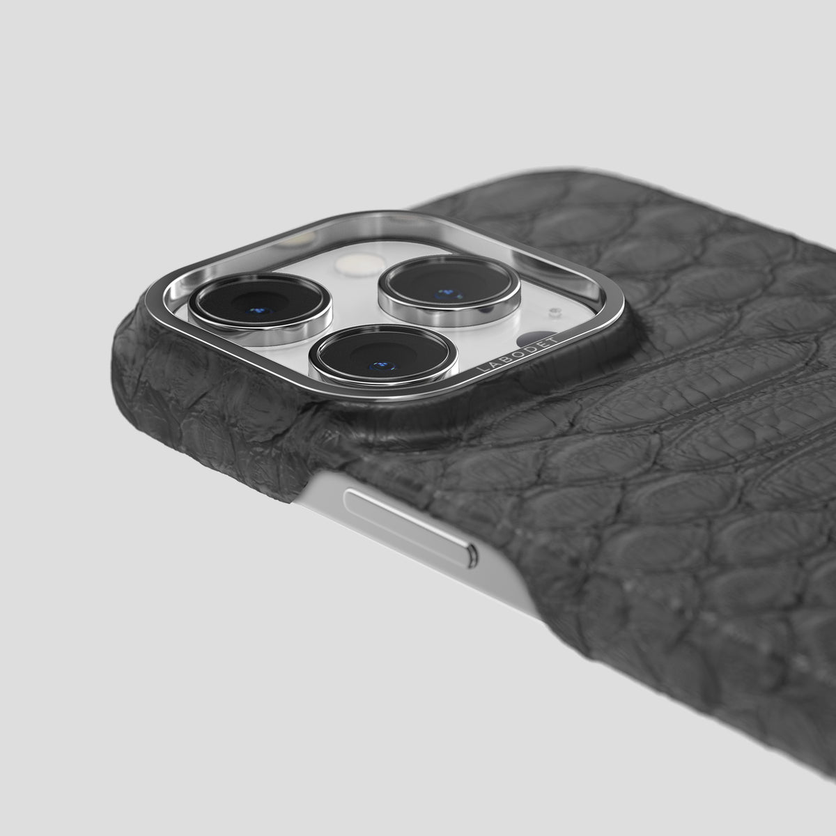 Grey iPhone 14 Pro Classic Case Python with Steel Metal -6 | Grey-Steel