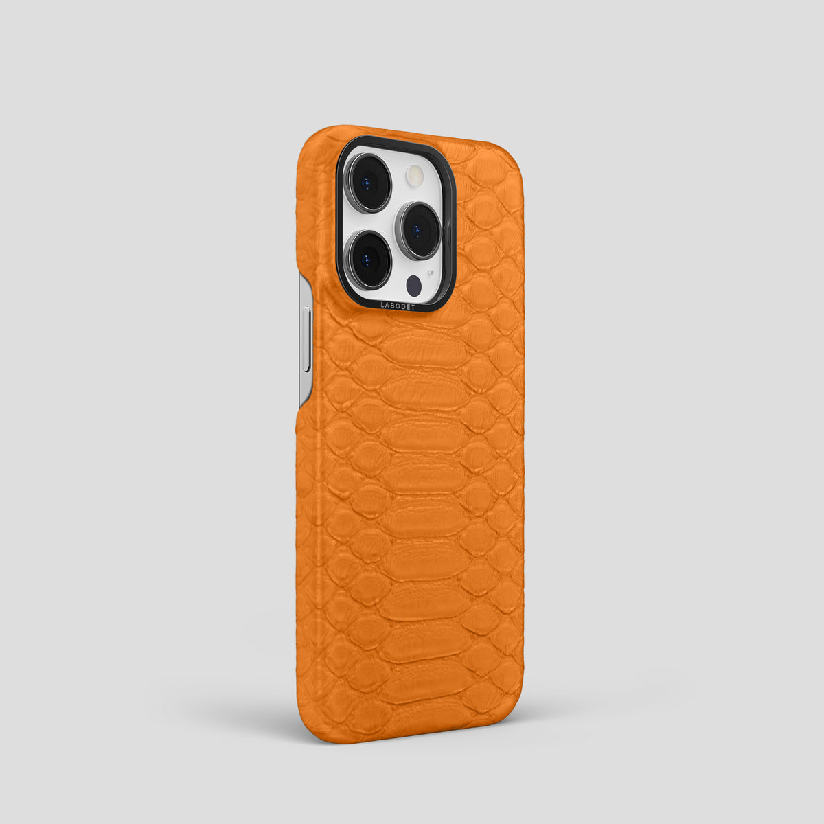 Orange iPhone 14 Pro Classic Case Python with Black Metal -2 | Orange-Black