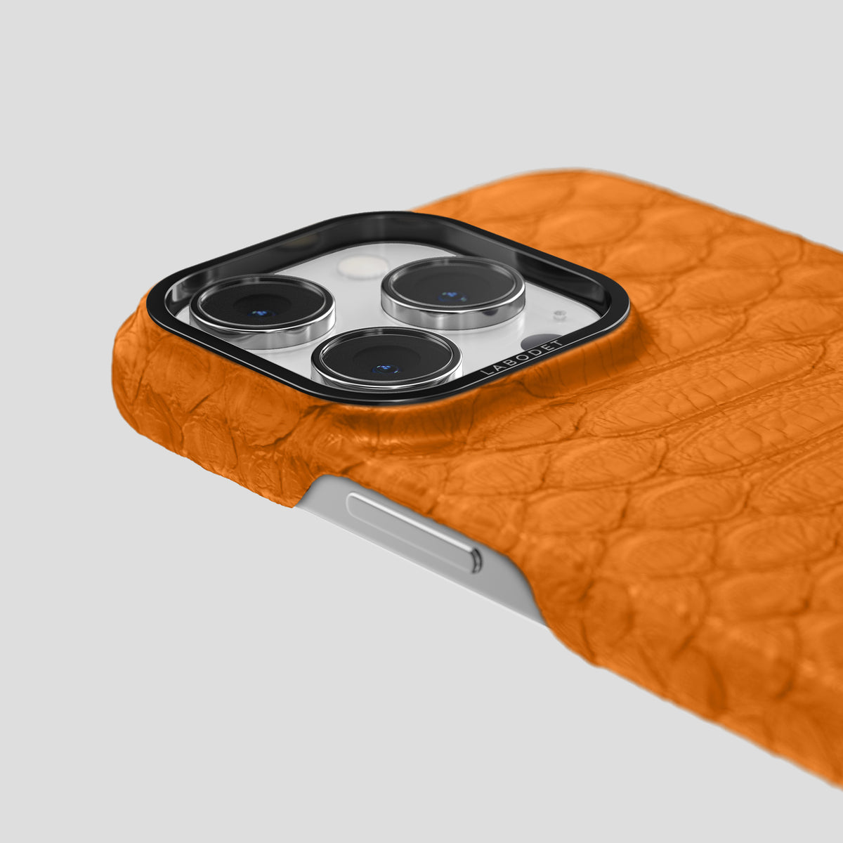 Orange iPhone 14 Pro Classic Case Python with Black Metal -6 | Orange-Black