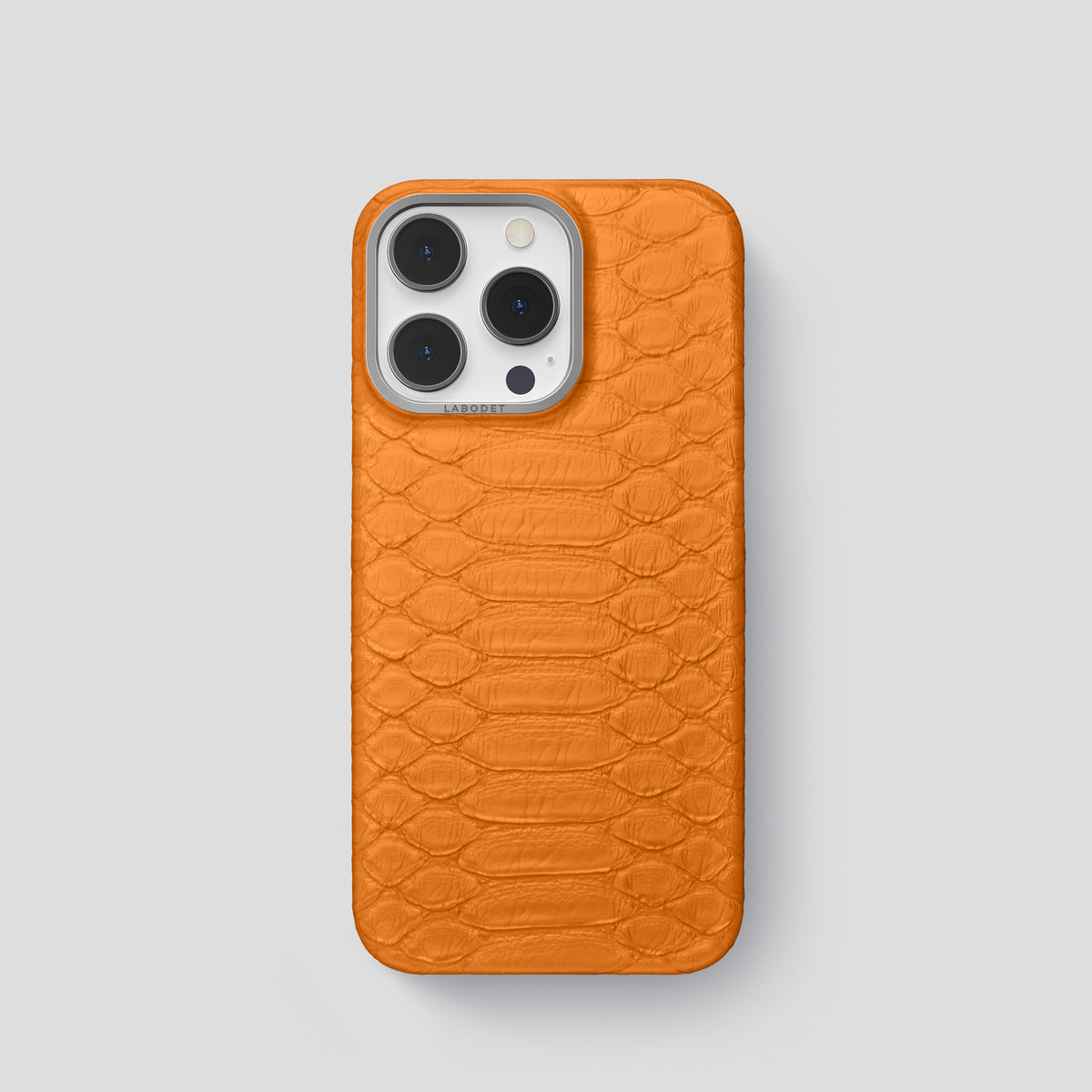 Orange iPhone 14 Pro Classic Case Python with Steel Metal -1 | Orange-Steel