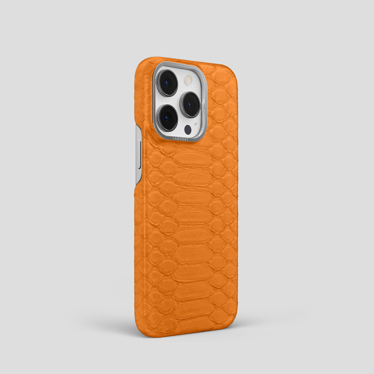 Orange iPhone 14 Pro Classic Case Python with Steel Metal -2 | Orange-Steel