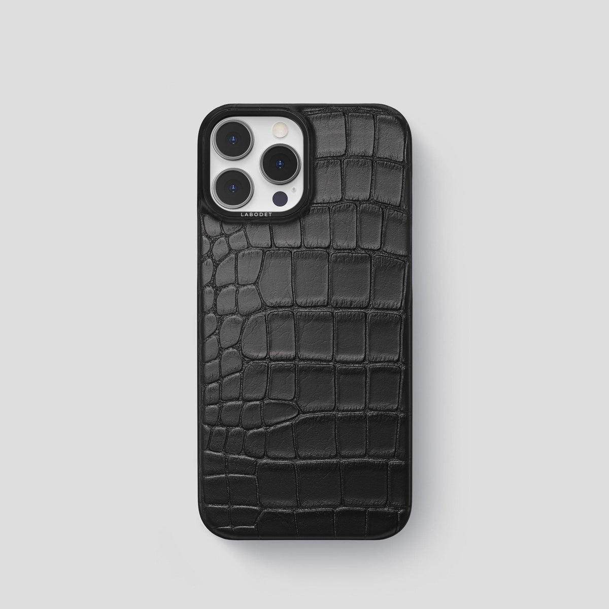 Black iPhone 15 Pro Classic Case Alligator with Black Metal -1 | Black-Black