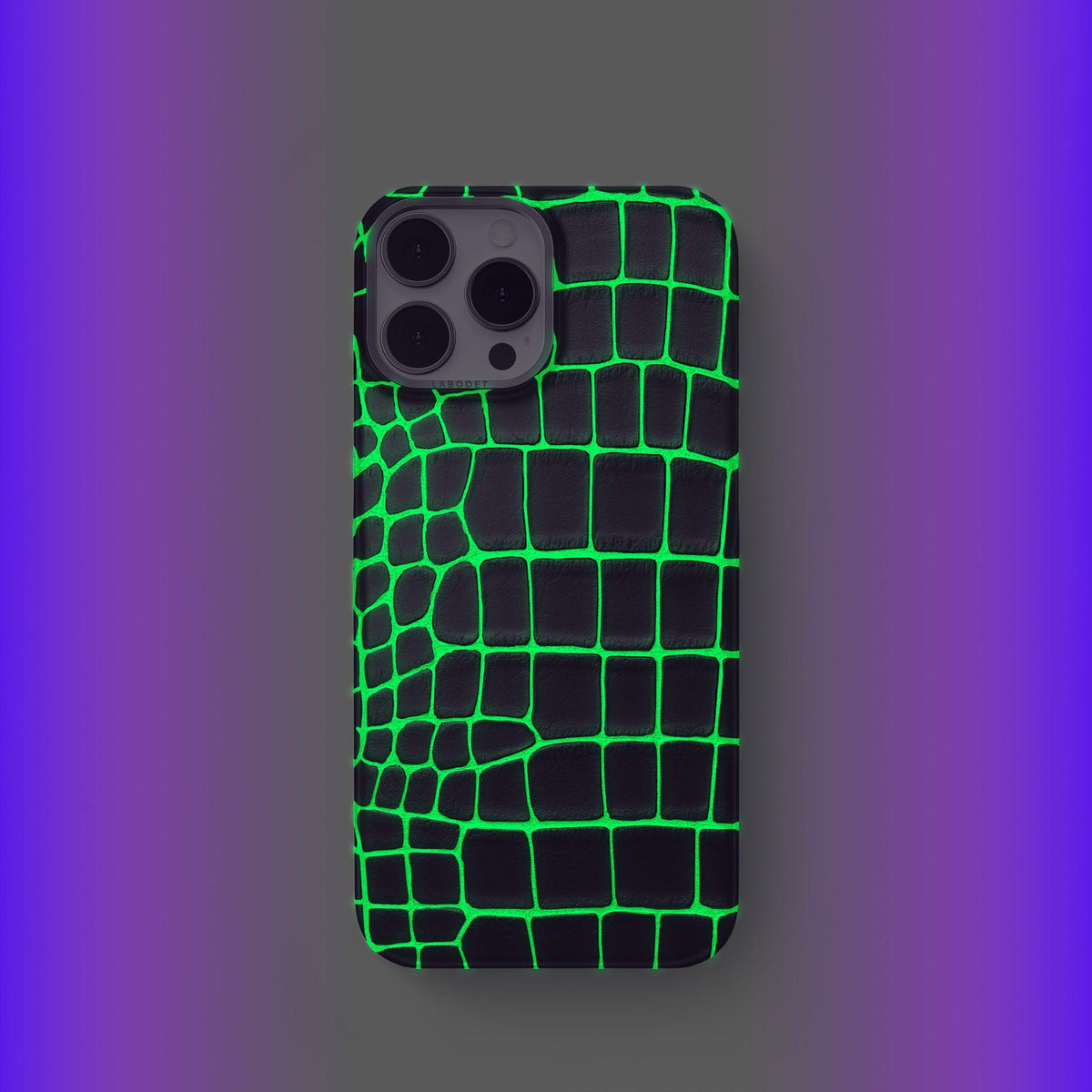 Neon-Green iPhone 14 Pro Classic Case Luminescent Alligator with Steel Metal -2 | Neon-Green-Steel