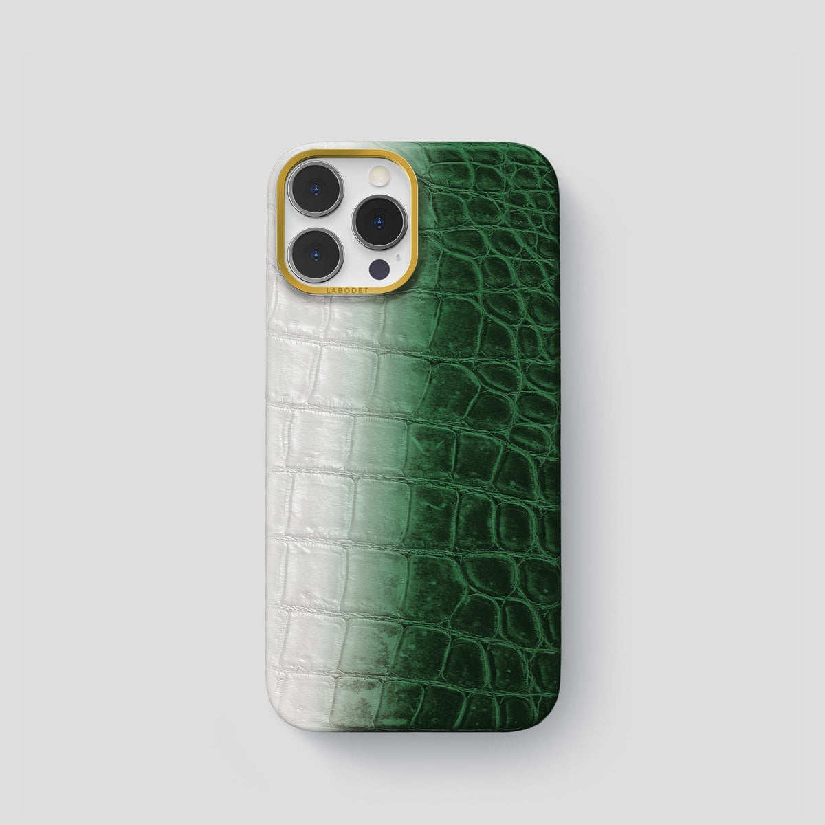 Green iPhone 14 Pro Himalaya Classic Case with Gold Metal -1 | Green-Gold