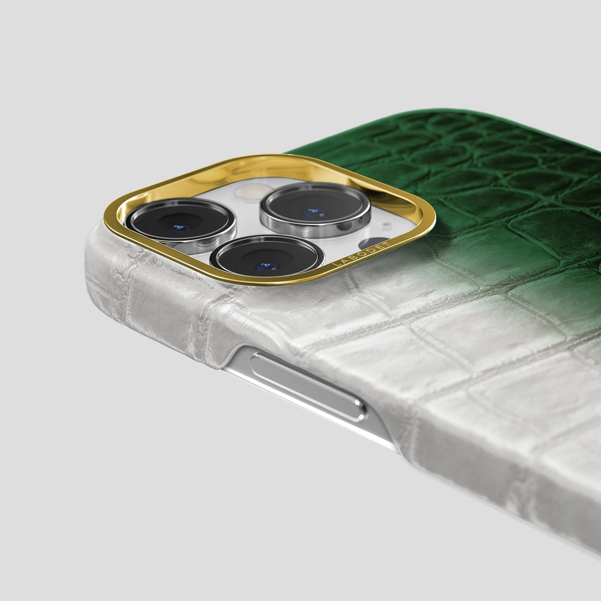 Green iPhone 14 Pro Himalaya Classic Case with Gold Metal -5 | Green-Gold