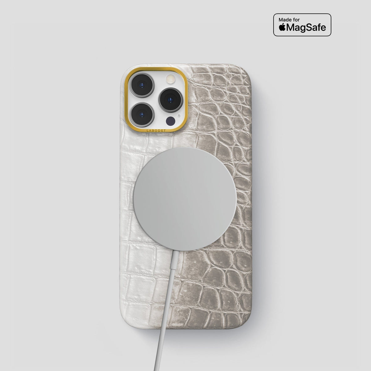 Grey iPhone 14 Pro Himalaya Classic Case with Gold Metal -4 | Grey-Gold