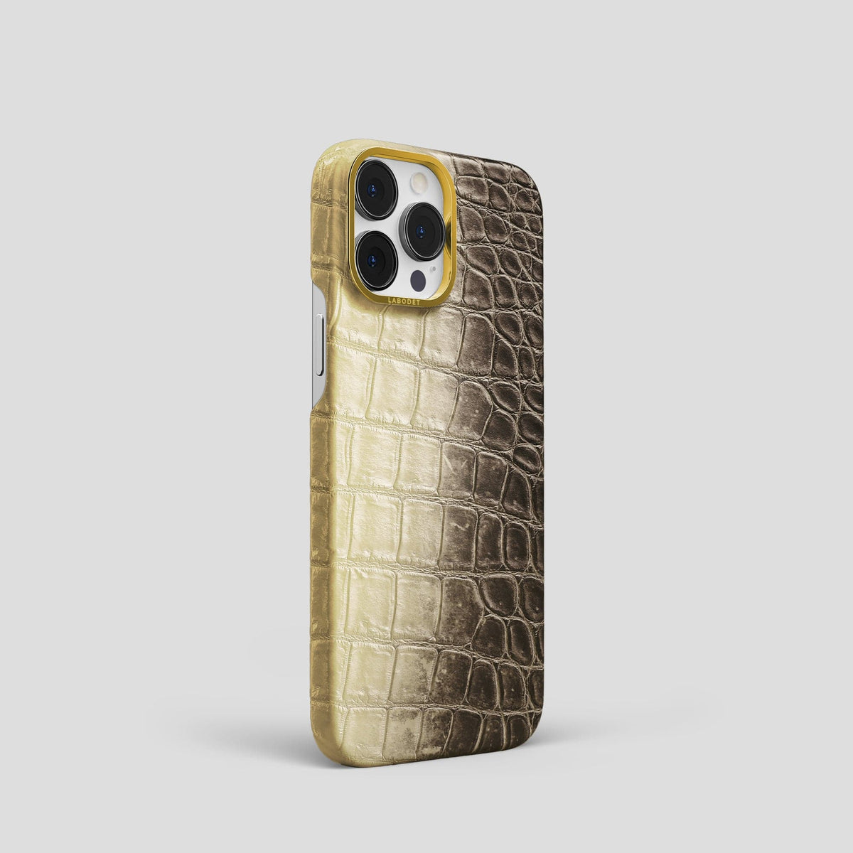Natural iPhone 14 Pro Himalaya Classic Case with Gold Metal -2 | Natural-Gold