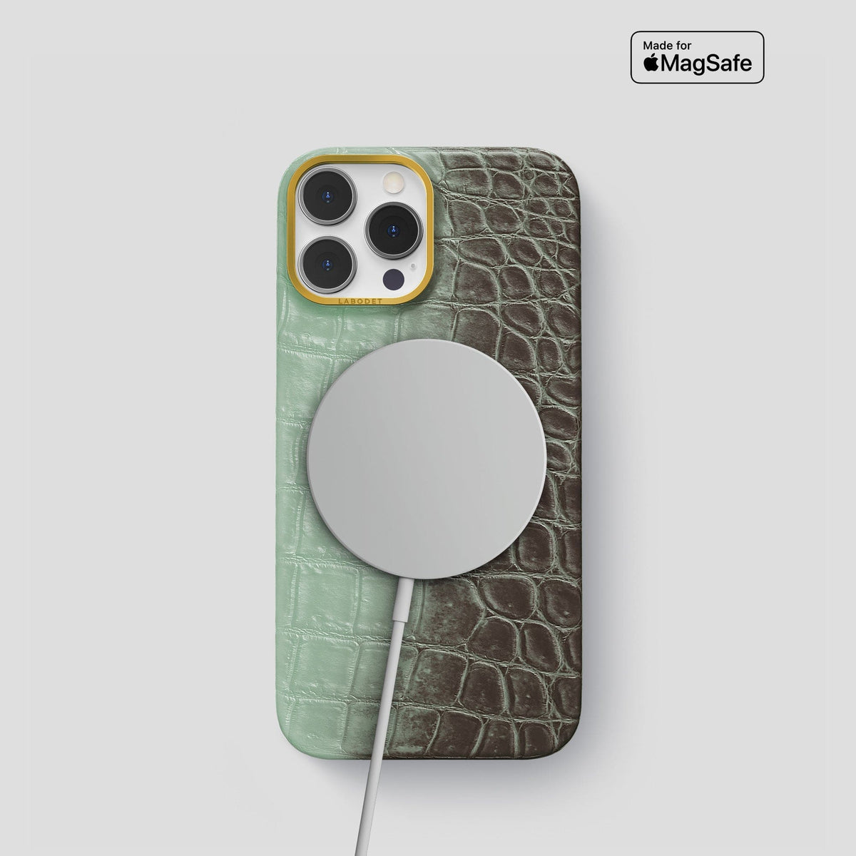 Pistachio iPhone 15 Pro Himalaya Classic Case with Gold Metal -4 | Pistachio-Gold