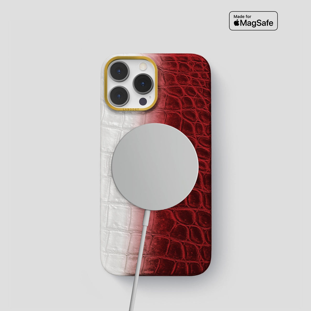 Red iPhone 14 Pro Himalaya Classic Case with Gold Metal -4 | Red-Gold