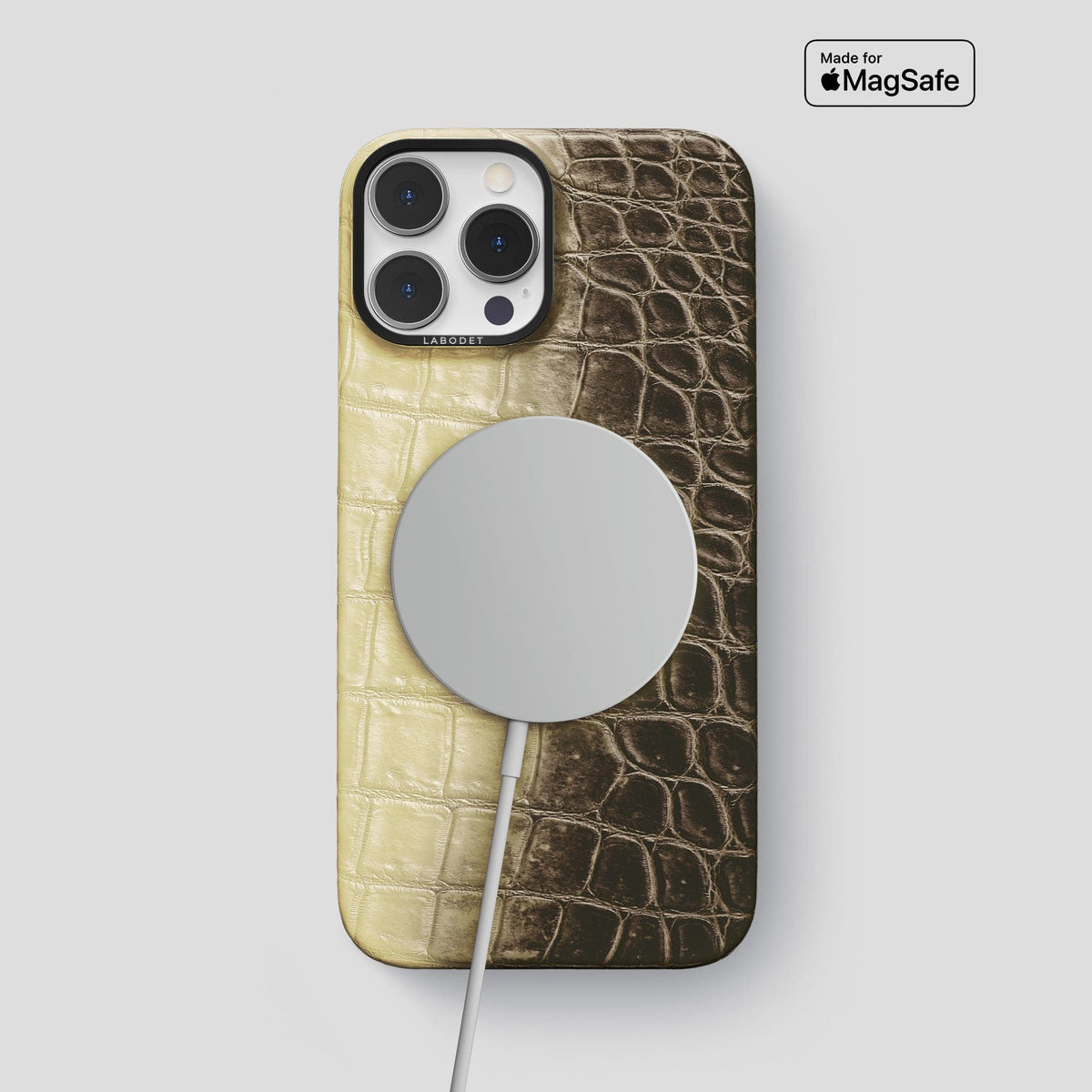 Natural iPhone 14 Pro Max Himalaya Classic Case with Black Metal -4 | Natural-Black