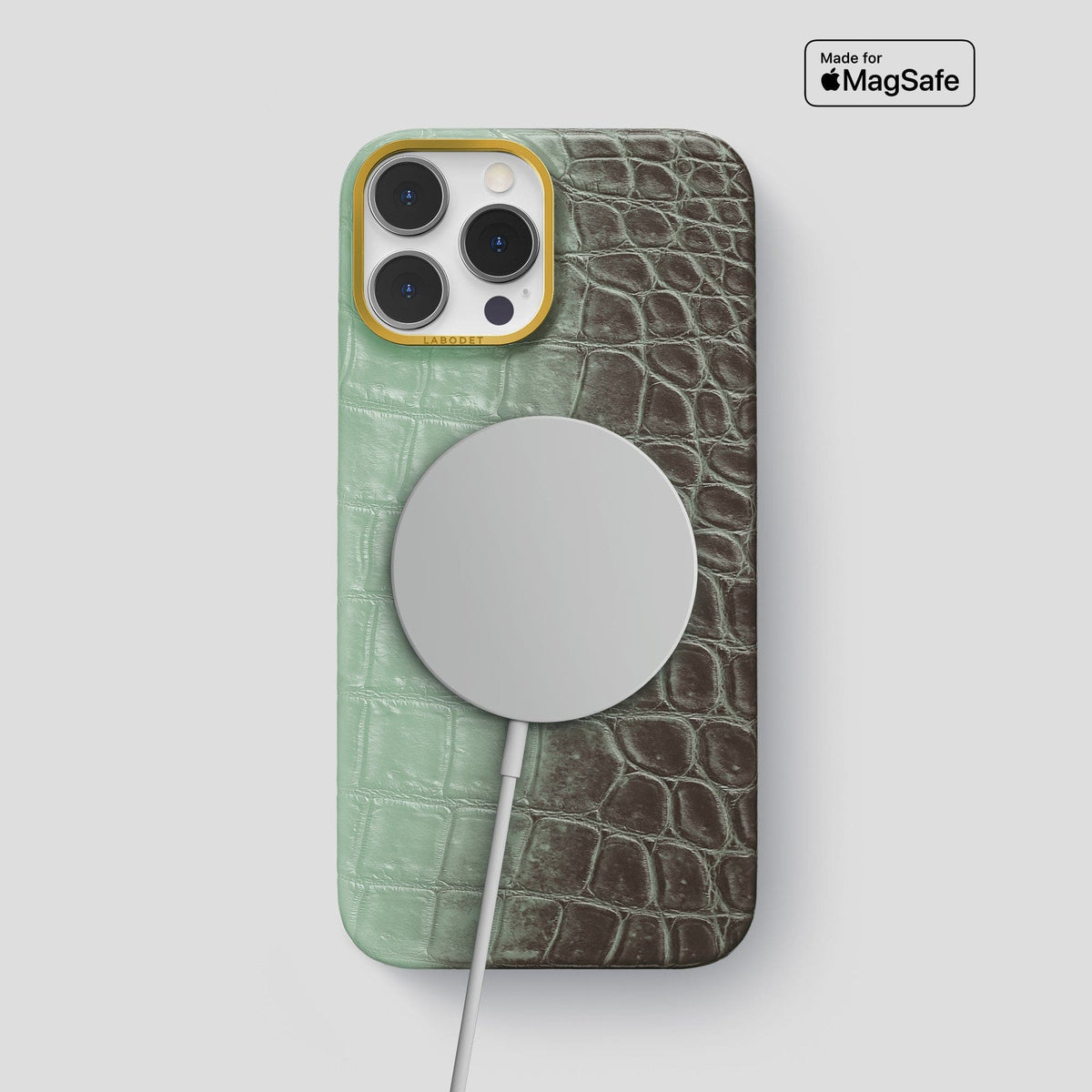Pistachio iPhone 15 Pro Max Himalaya Classic Case with Gold Metal -4 | Pistachio-Gold