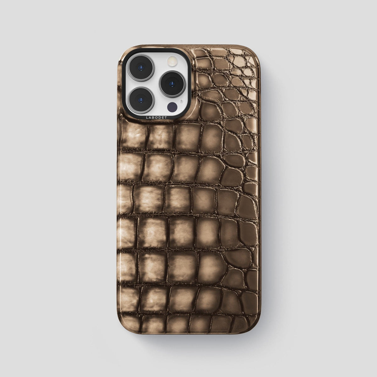 Etoupe iPhone 15 Pro Max Classic Case Patina Alligator with Black Metal -1 | Etoupe-Black