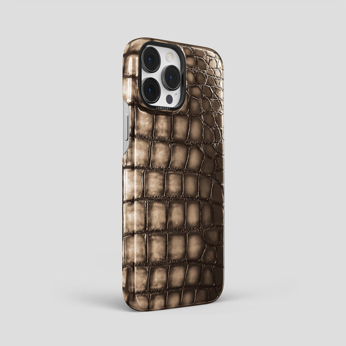 Etoupe iPhone 15 Pro Max Classic Case Patina Alligator with Black Metal -2 | Etoupe-Black
