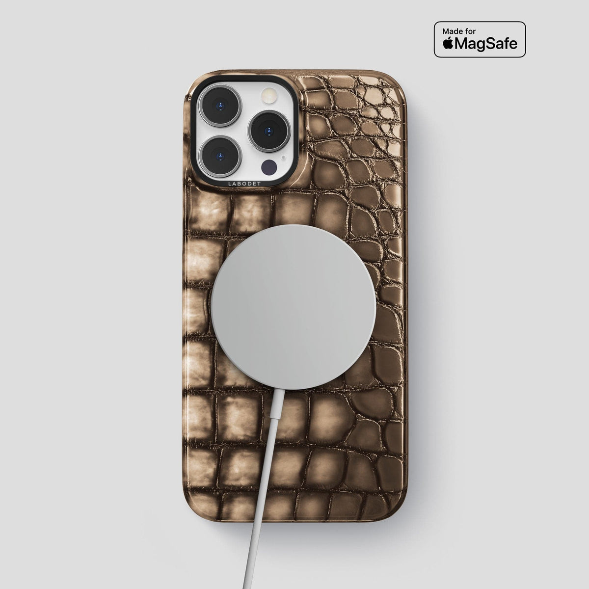 Etoupe iPhone 15 Pro Max Classic Case Patina Alligator with Black Metal -5 | Etoupe-Black