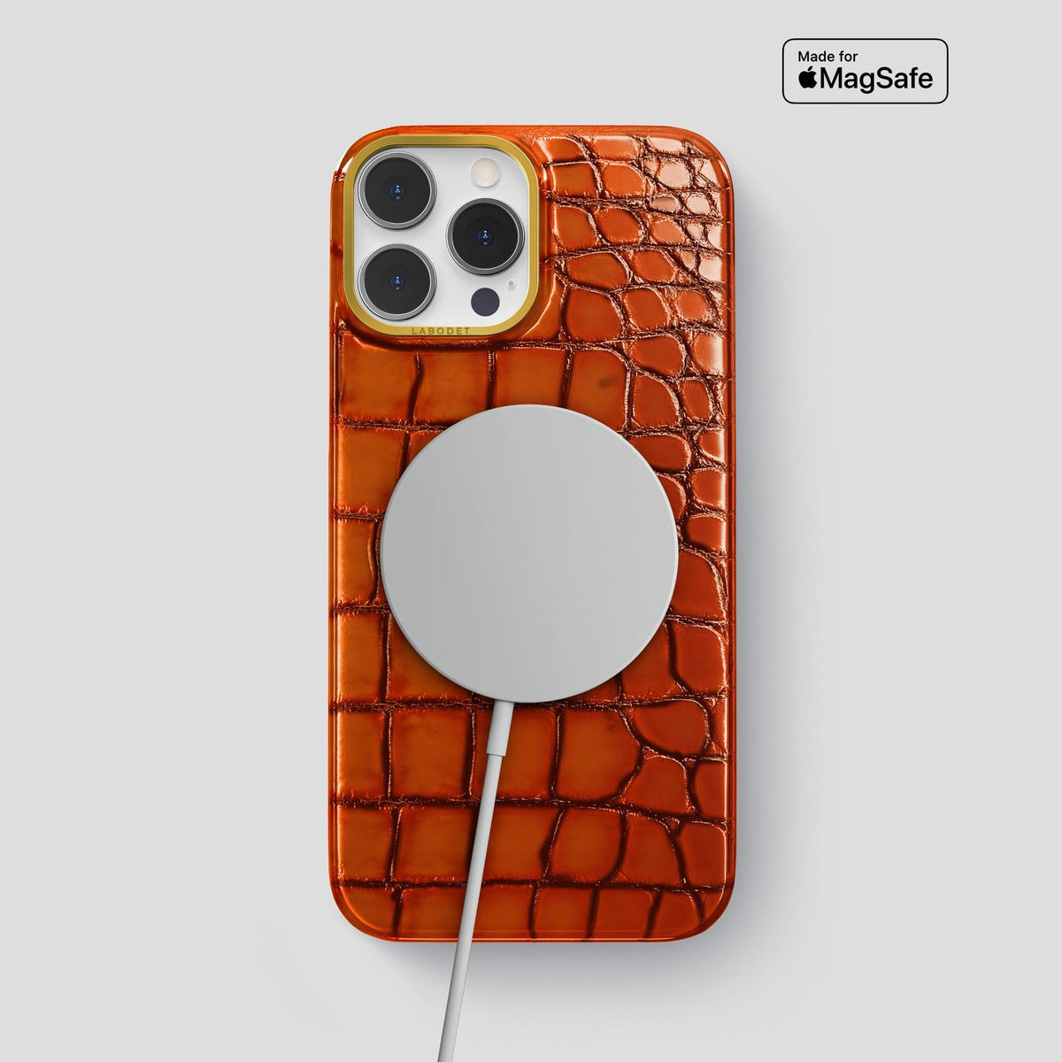 Clay-Court iPhone 15 Pro Max Classic Case Patina Alligator with Gold Metal -5 | Clay-Court-Gold
