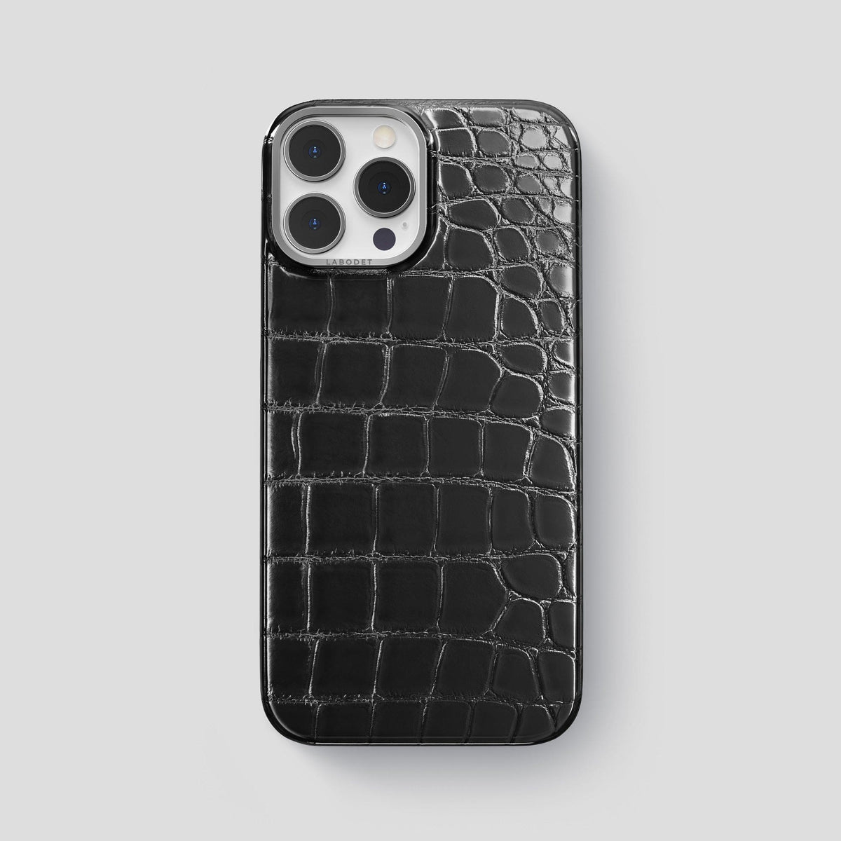 Havana-Black iPhone 15 Pro Max Classic Case Patina Alligator with Steel Metal -1 | Havana-Black-Steel