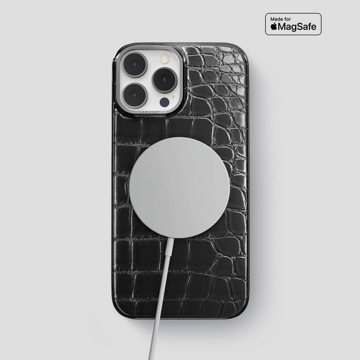 Havana-Black iPhone 15 Pro Max Classic Case Patina Alligator with Steel Metal -5 | Havana-Black-Steel
