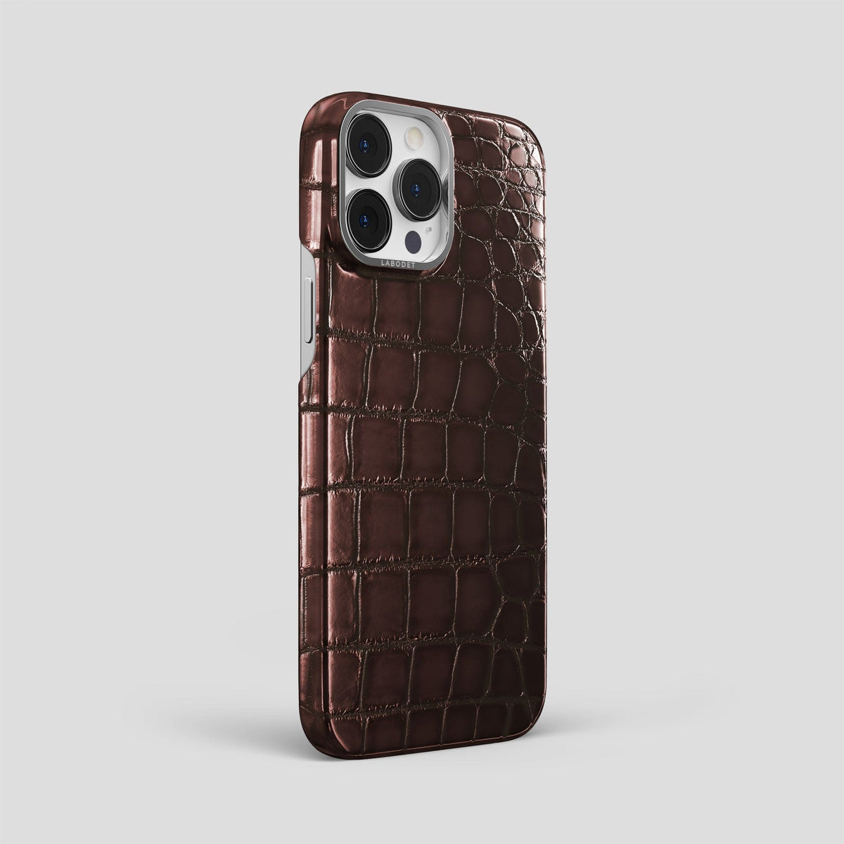 Grape-Wine iPhone 15 Pro Max Classic Case Patina Alligator with Steel Metal -2 | Grape-Wine-Steel