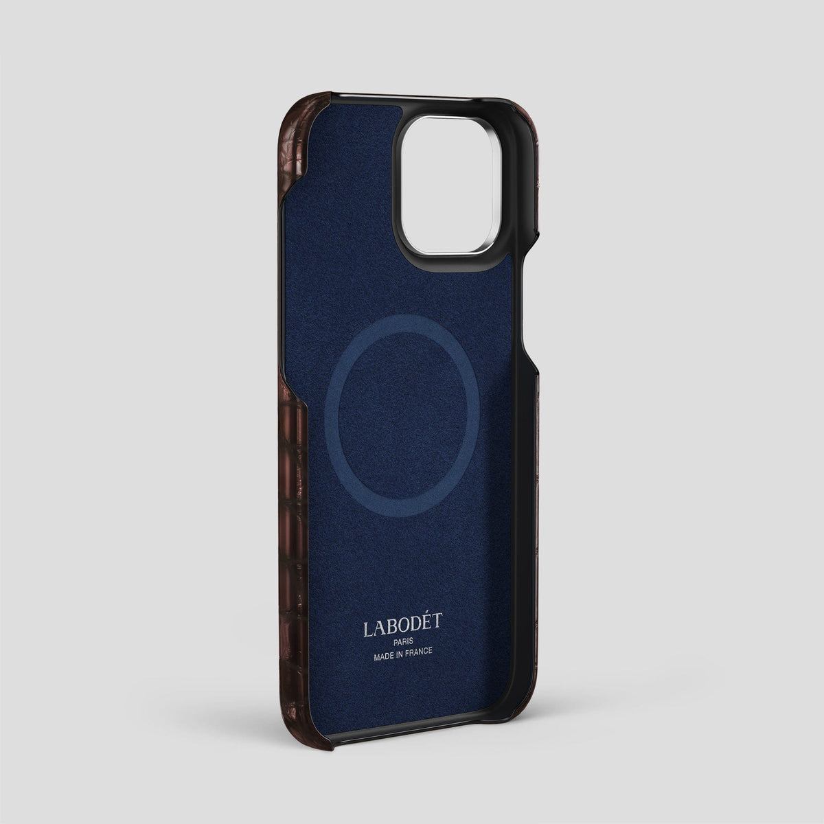 Grape-Wine iPhone 15 Pro Max Classic Case Patina Alligator with Steel Metal -4 | Grape-Wine-Steel