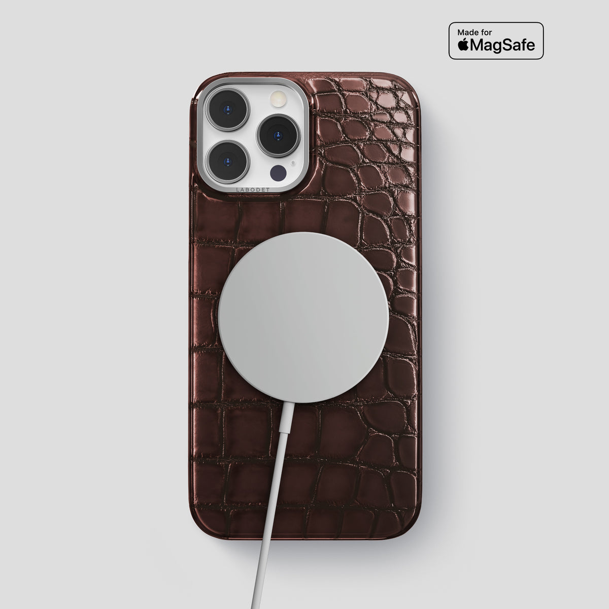 Grape-Wine iPhone 15 Pro Max Classic Case Patina Alligator with Steel Metal -5 | Grape-Wine-Steel