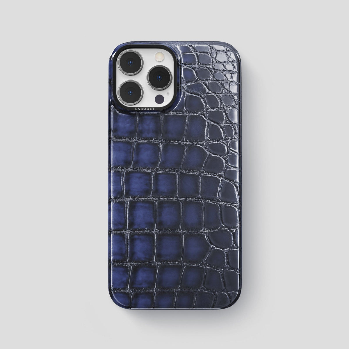 Havana-Blue iPhone 15 Pro Max Classic Case Patina Alligator with Black Metal -1 | Havana-Blue-Black
