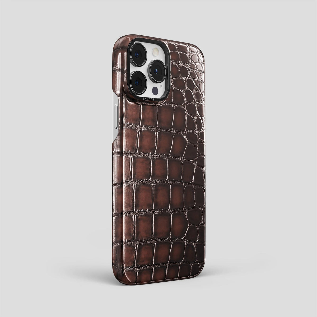 Havana-Brown iPhone 15 Pro Max Classic Case Patina Alligator with Black Metal -2 | Havana-Brown-Black
