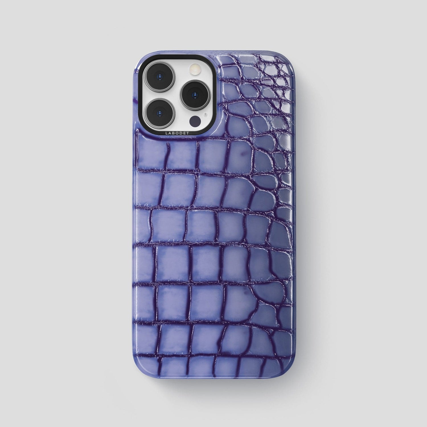 Lilac iPhone 15 Pro Max Classic Case Patina Alligator with Black Metal -1 | Lilac-Black