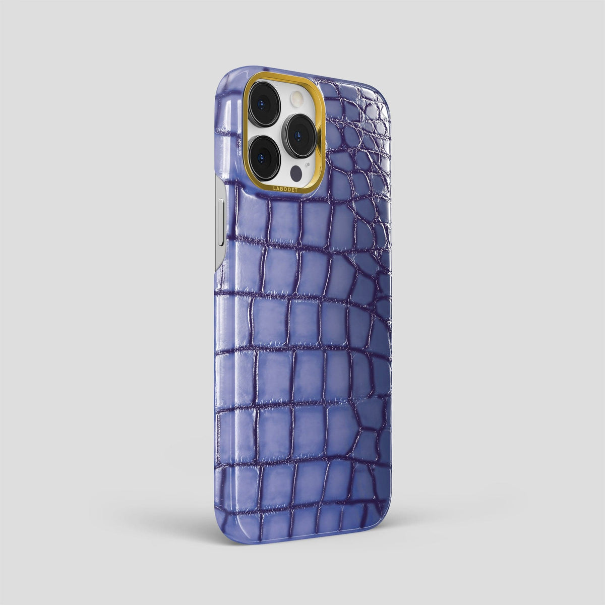 Lilac iPhone 15 Pro Max Classic Case Patina Alligator with Gold Metal -2 | Lilac-Gold