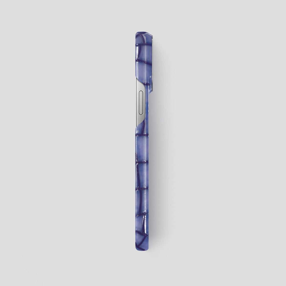 Lilac iPhone 15 Pro Max Classic Case Patina Alligator with Steel Metal -3 | Lilac-Steel