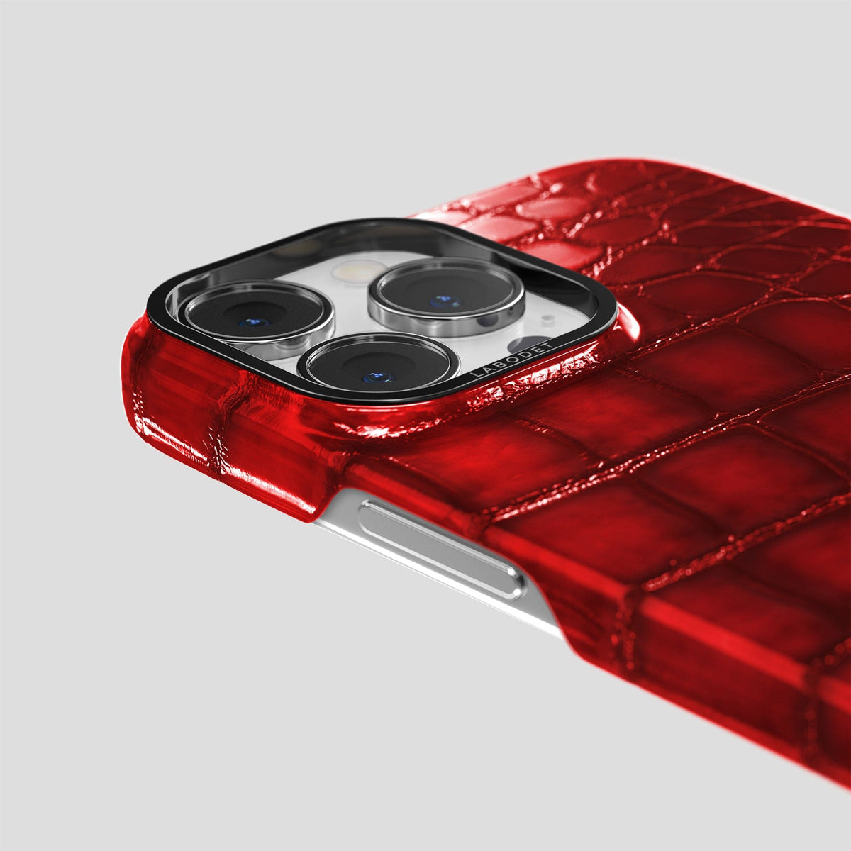 Burgundy iPhone 15 Pro Max Classic Case Patina Alligator with Black Metal -6 | Burgundy-Black